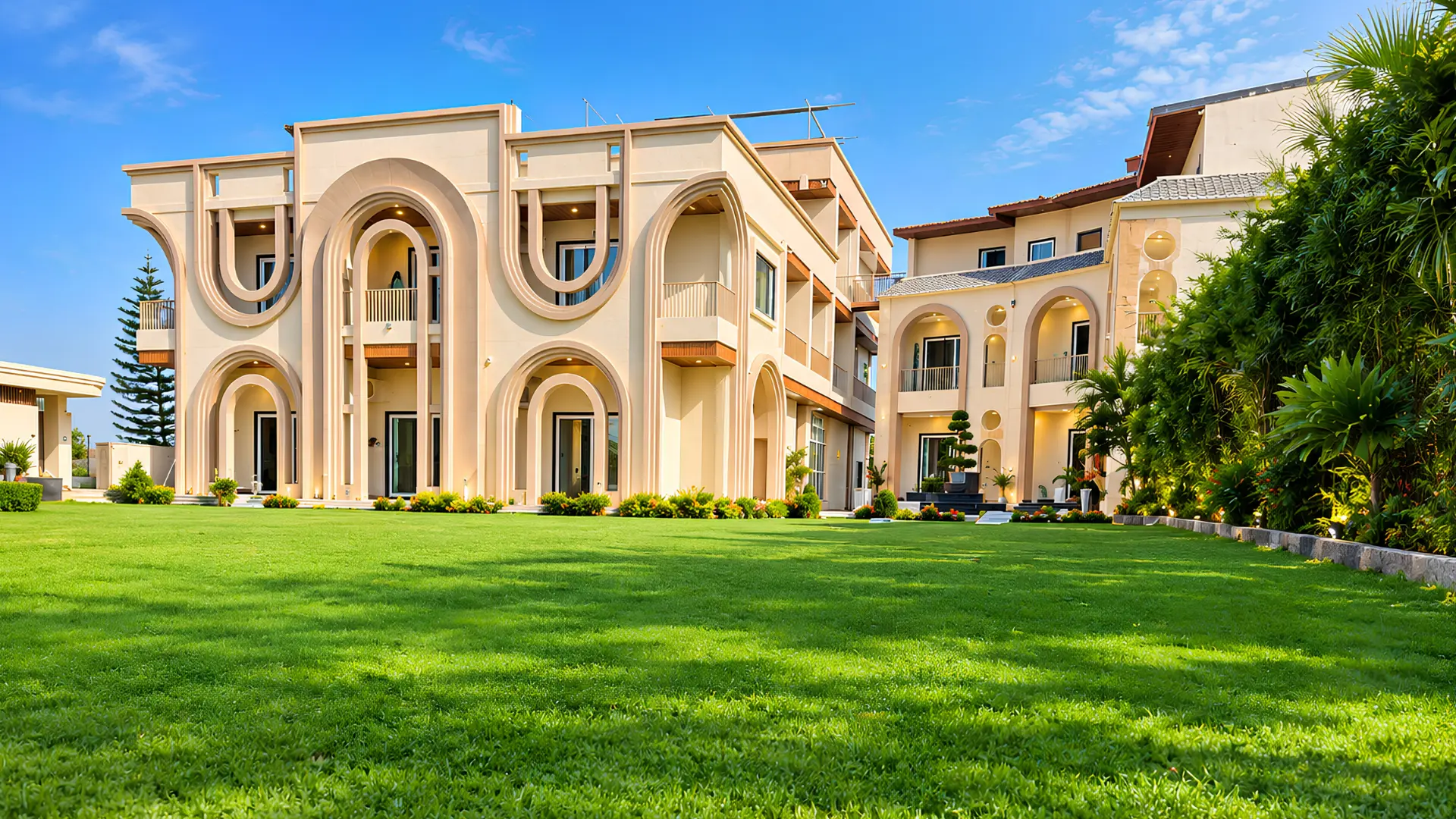 Oryana Resort and its lawn in daylight